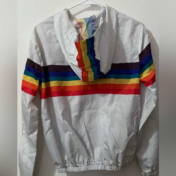 white windbreaker with rainbow details - Picture 4 of 4